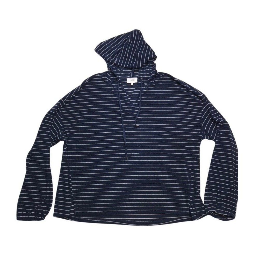 Soma Striped Hoodie Pullover Sweatshirt Navy White Blue Women's XXL Rayon Bamboo